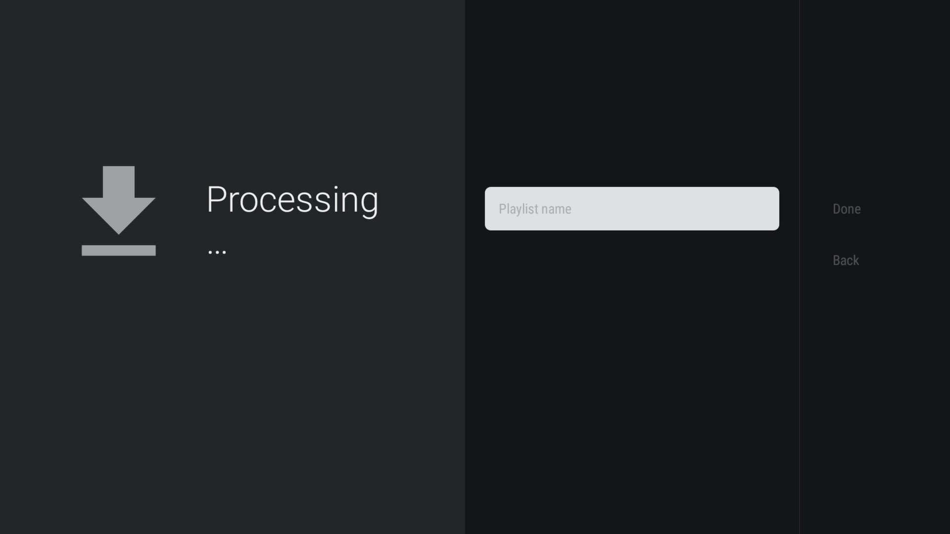 Playlist processing screen in TiviMate